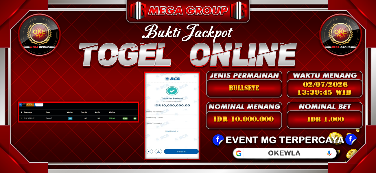 Bukti JP situs Okewla hari Kamis, 02 Juli 2026