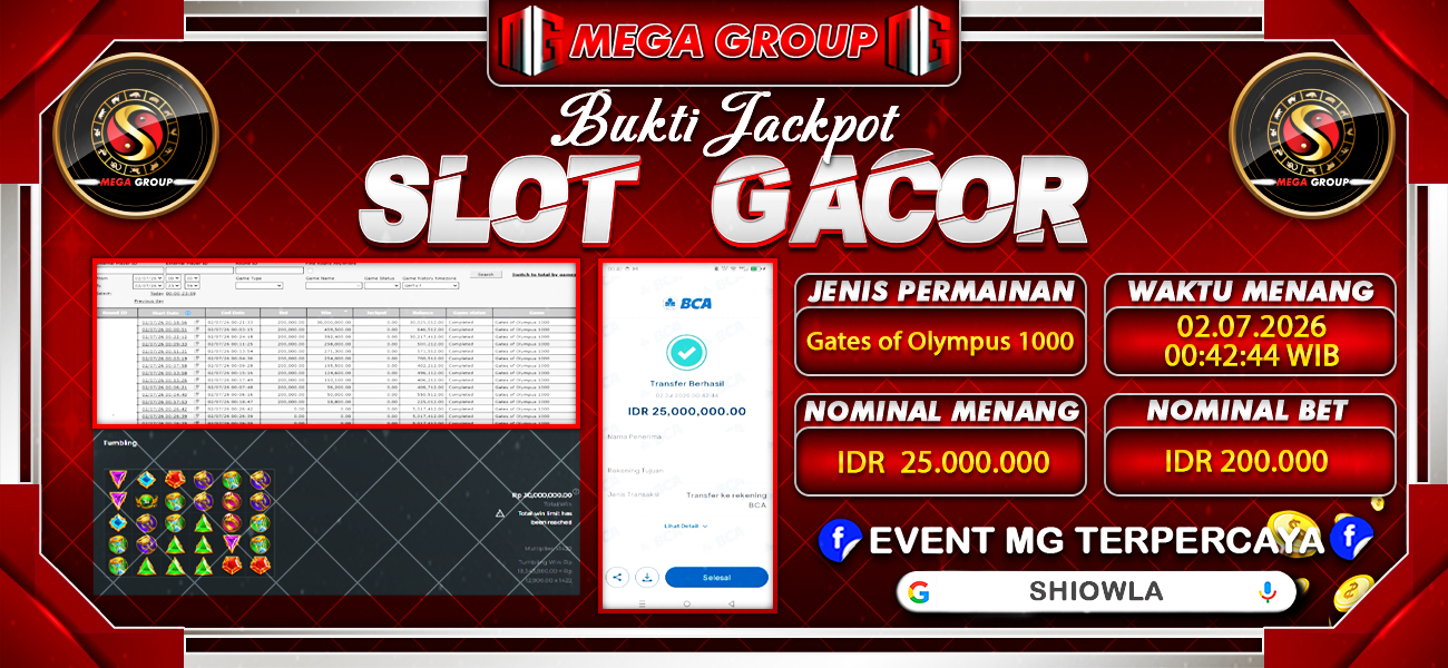 Bukti JP situs Shiowla hari Kamis, 02 Juli 2026