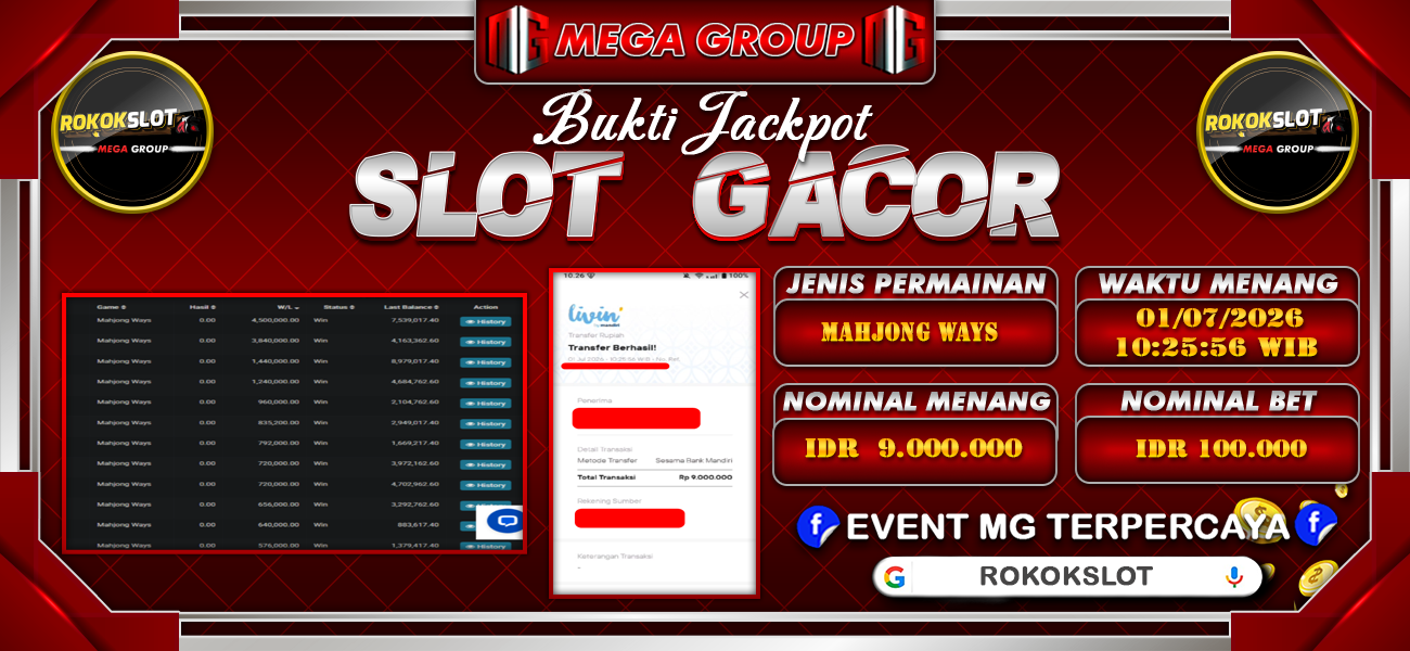 Bukti JP situs Rokokslot hari Rabu, 01 Juli 2026