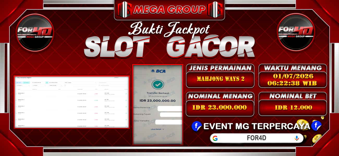Bukti JP situs For4D hari Rabu, 01 Juli 2026