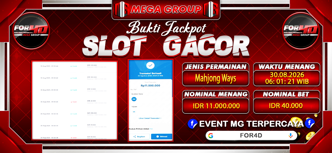 Bukti JP situs For4D hari Minggu, 30 Agustus 2026