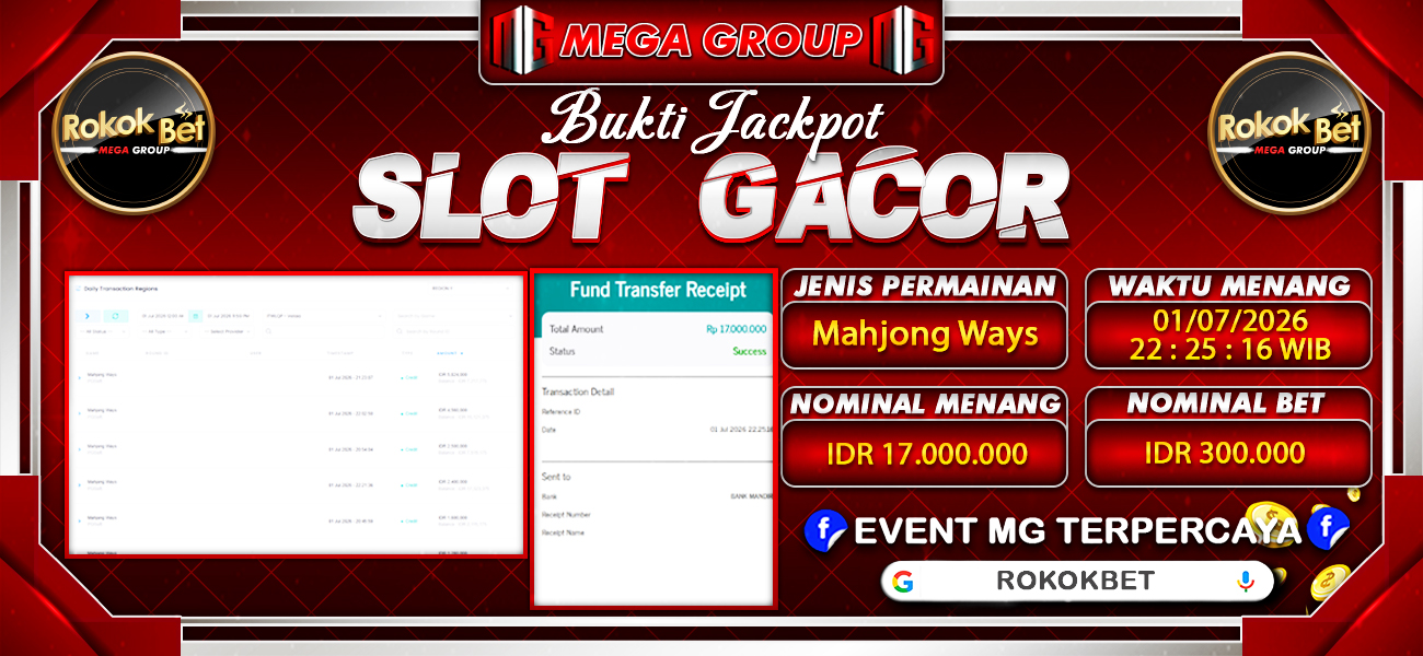 Bukti JP situs Rokokbet hari Rabu, 01 Juli 2026