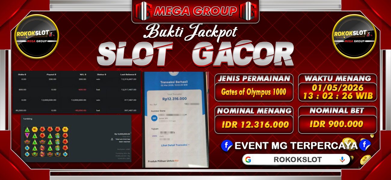 Bukti JP situs Rokokslot hari Jumat, 01 Mei 2026