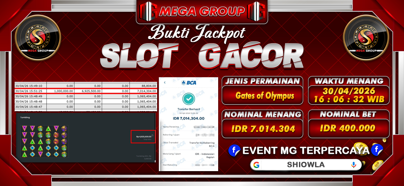 Bukti JP situs Shiowla hari Kamis, 30 April 2026