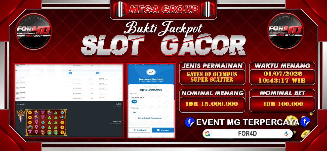 Bukti JP situs For4D hari Rabu, 01 Juli 2026